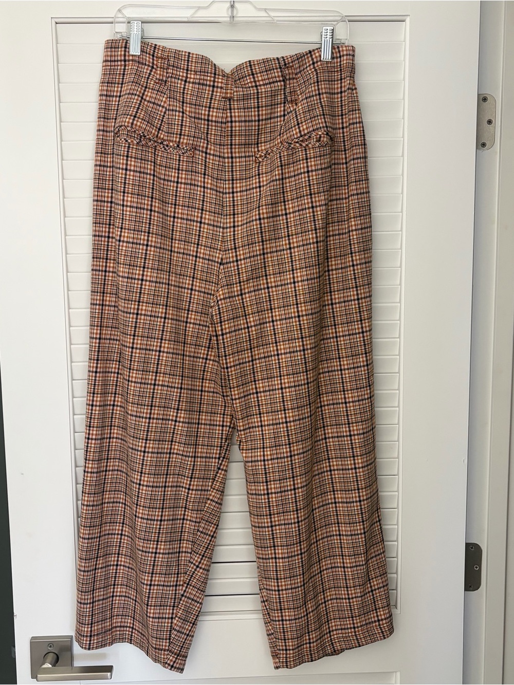 Free People Brown Plaid Cropped Wide-Leg Pants - Picture 2 of 5